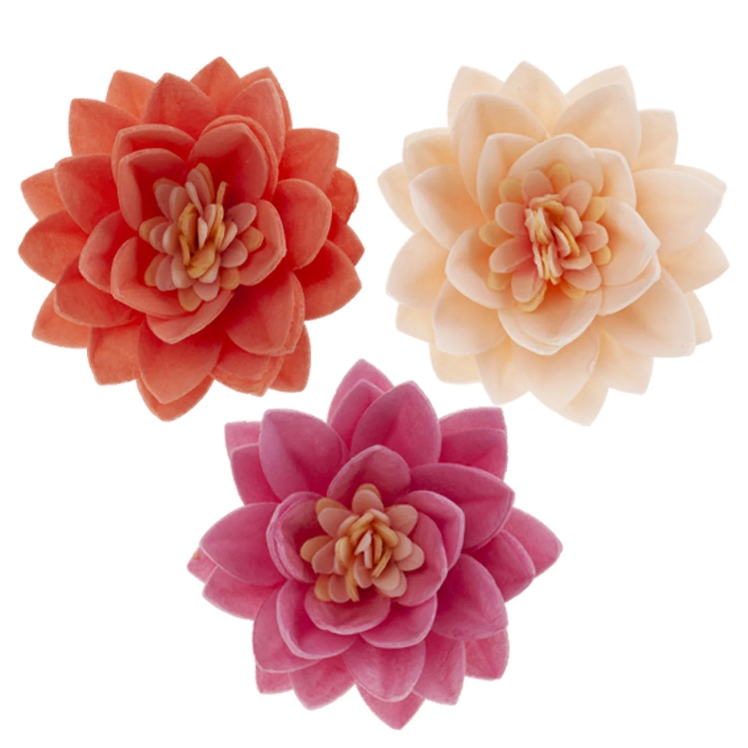 Fiore di loto decorativo in cialda 3 colori 15pz| DEKORA Dekora