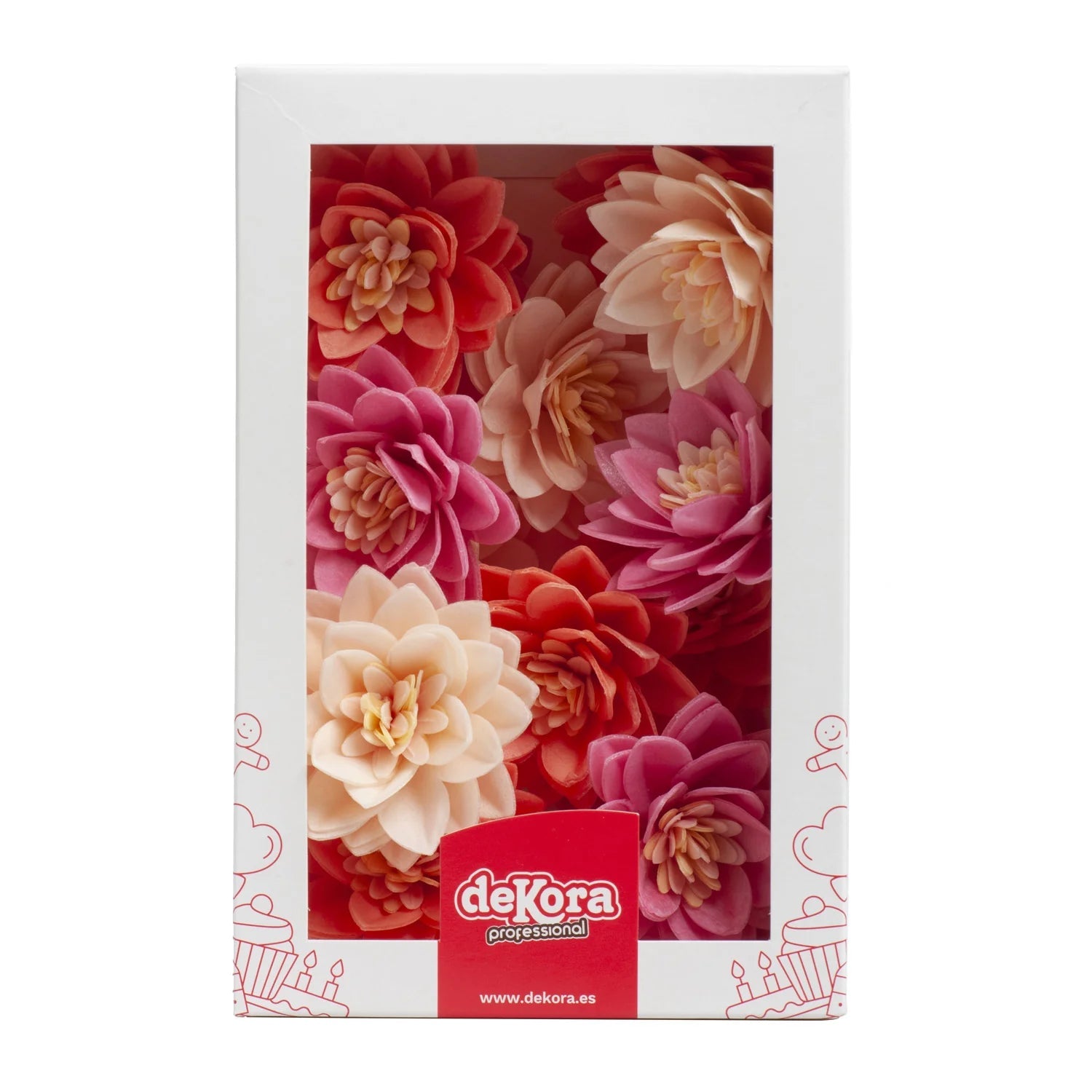 Fiore di loto decorativo in cialda 3 colori 15pz| DEKORA Dekora