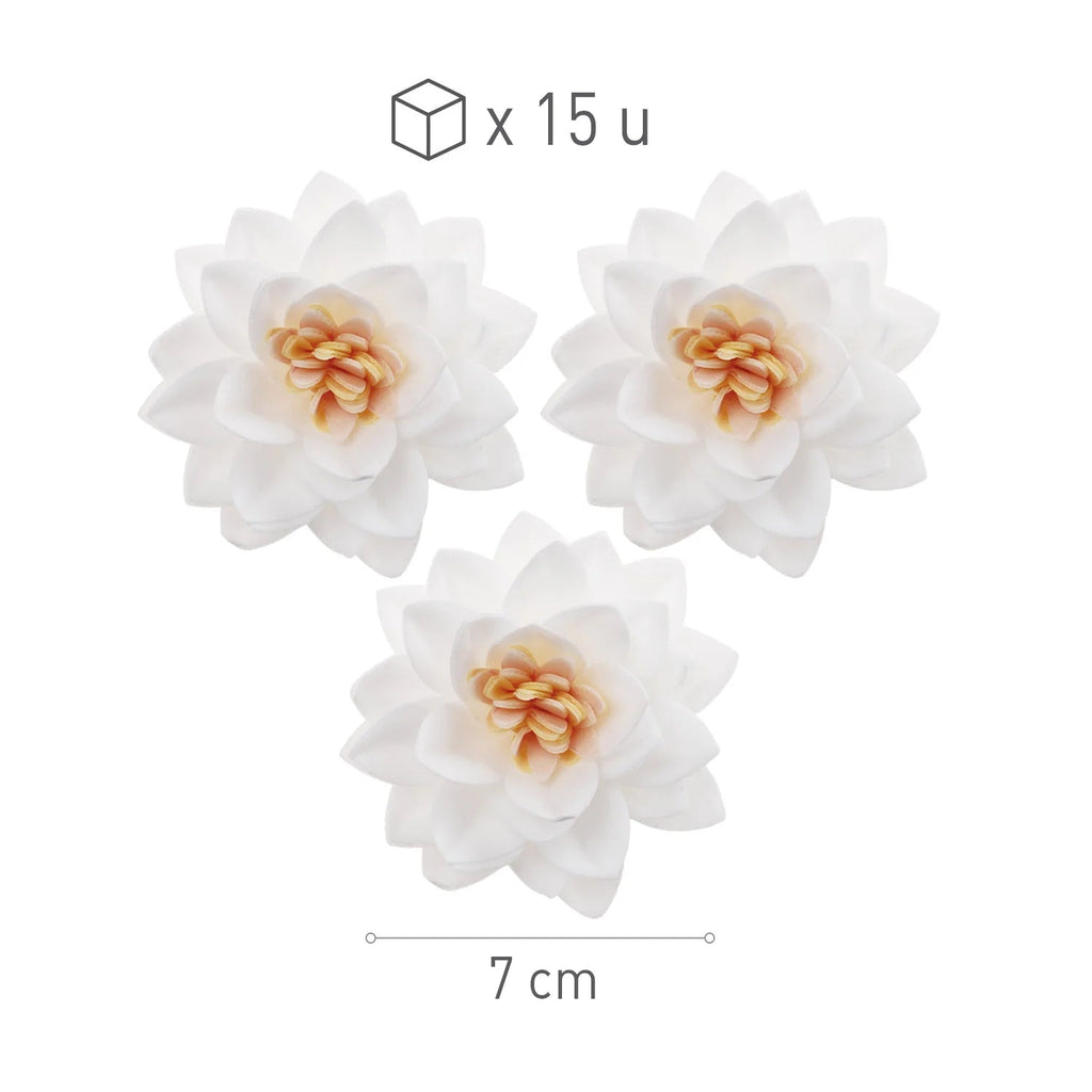 Fiore di loto decorativo in cialda bianco 15pz| DEKORA Dekora
