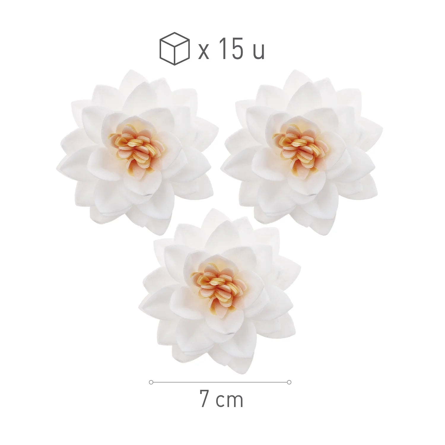 Fiore di loto decorativo in cialda bianco 15pz| DEKORA Dekora