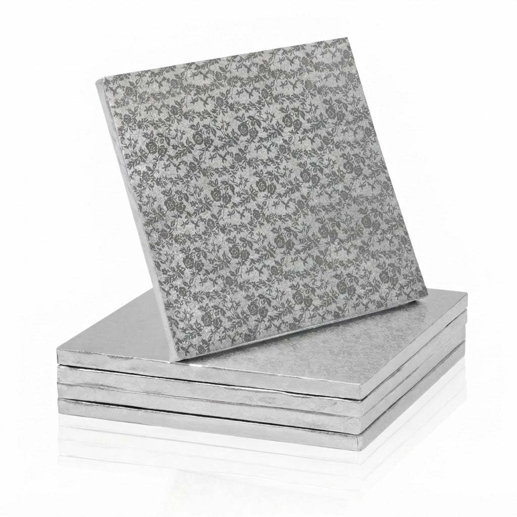 Base sottotorta quadrata argentata 5pz| AMBRA'S Ambra's