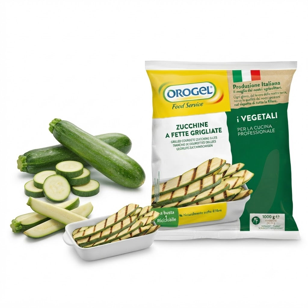 Zucchine a fette grigliate surgelate 1kg | OROGEL Orogel