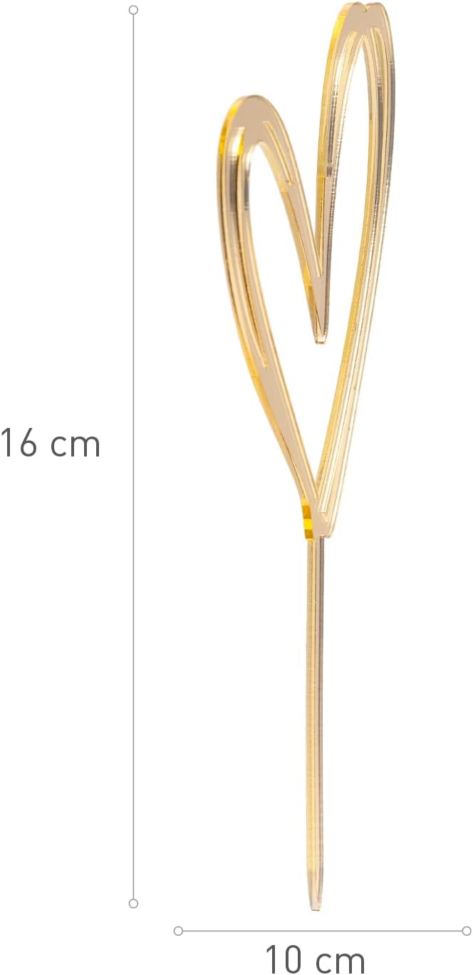 Cake topper cuore oro 10.5x15cm 6pz| DEKORA Dekora