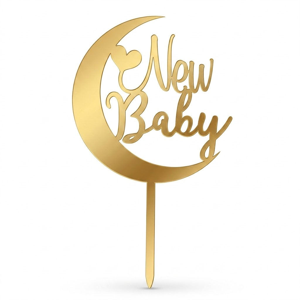 Cake Topper luna dorata New Baby 6pz| DEKORA Dekora