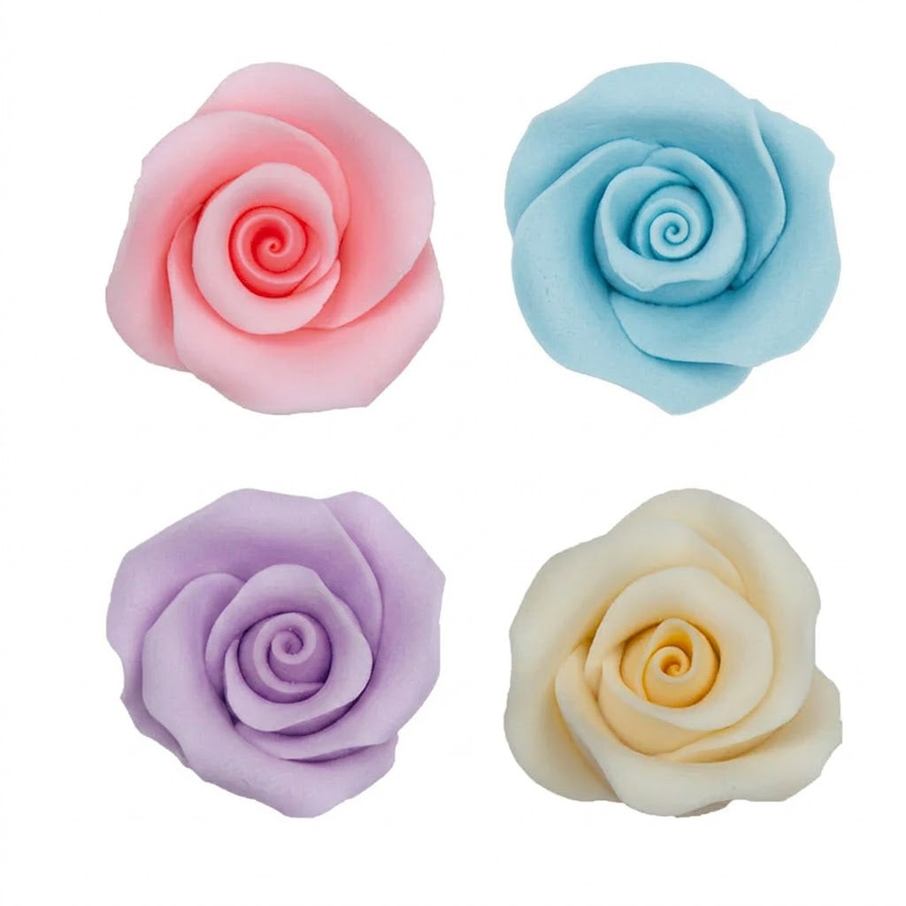 Fiori rose zucchero colori pastello 12pz| DEKORA Dekora