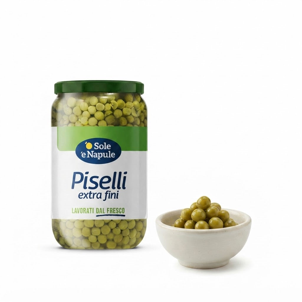 Piselli extrafini vetro 660gr | 'O SOLE 'E NAPULE 'O Sole 'e Napule