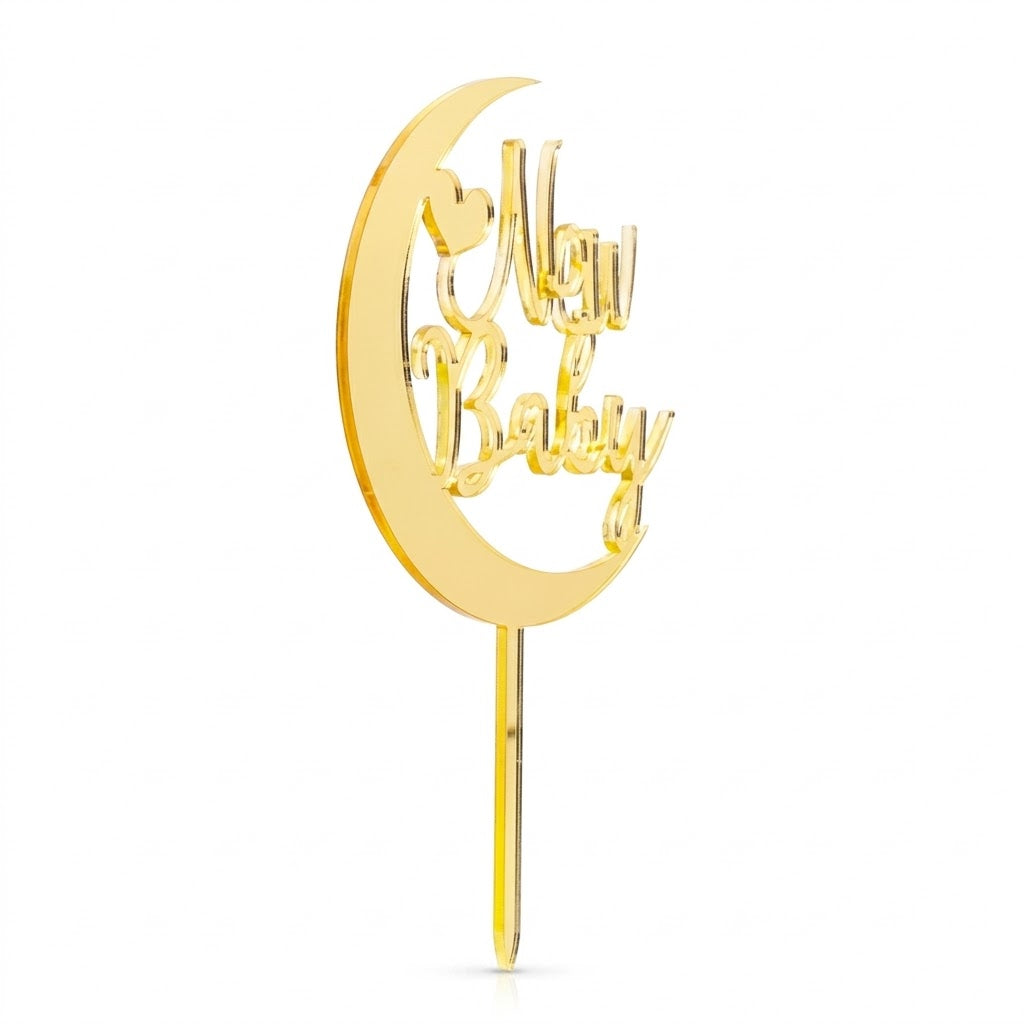 Cake Topper luna dorata New Baby 6pz| DEKORA Dekora