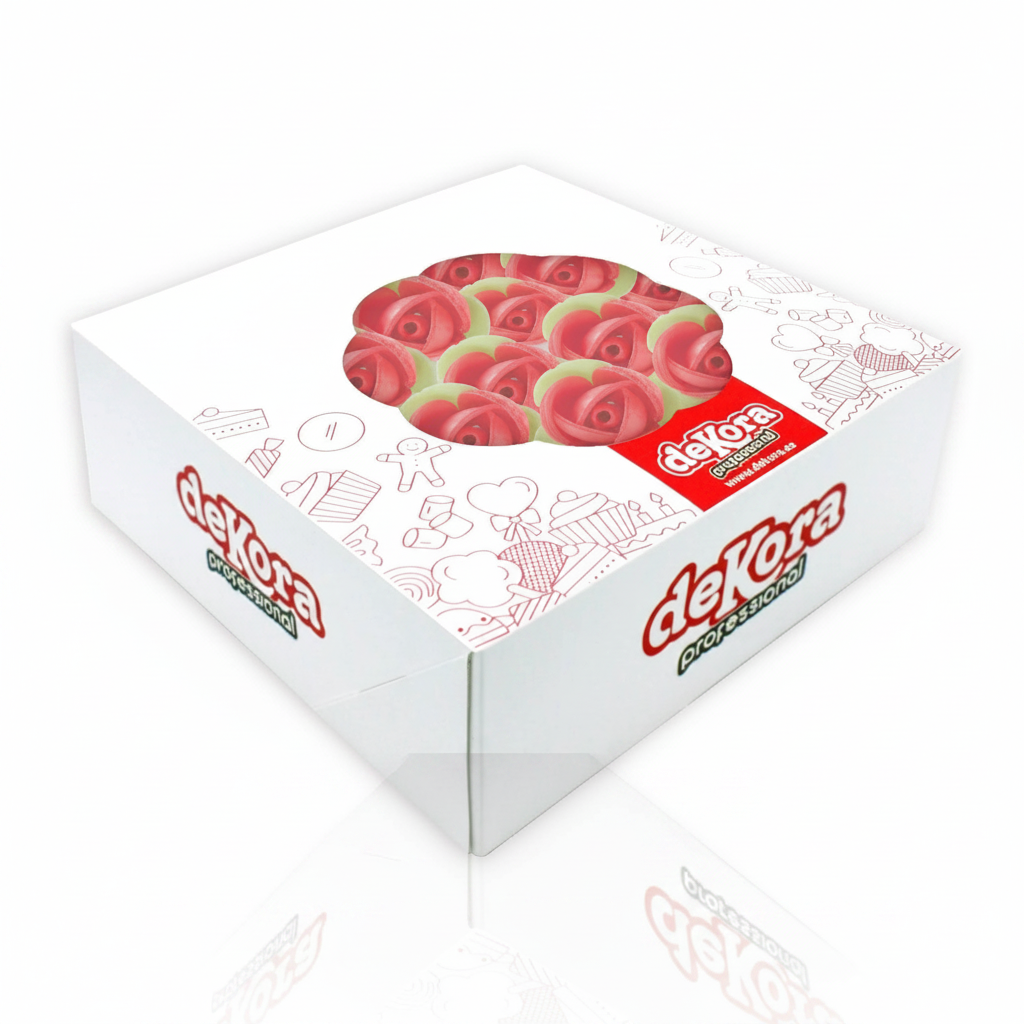 Fiori in cialda mini rose rosse con foglia verde 3,5 cm 140pz | DEKORA Dekora