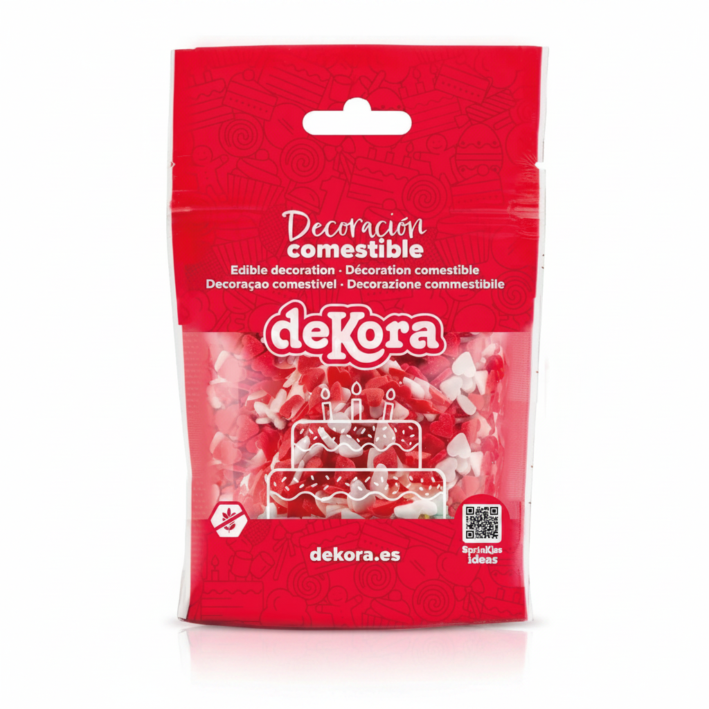 Sprinkle mix cuori rossi e bianchi 100gr | DEKORA Dekora