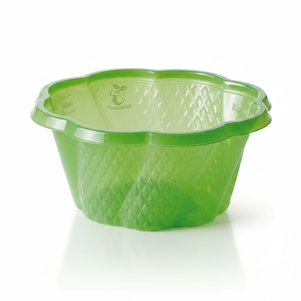 Coppetta Bio 100cc verde trasp. 50pz| ALCAS Alcas