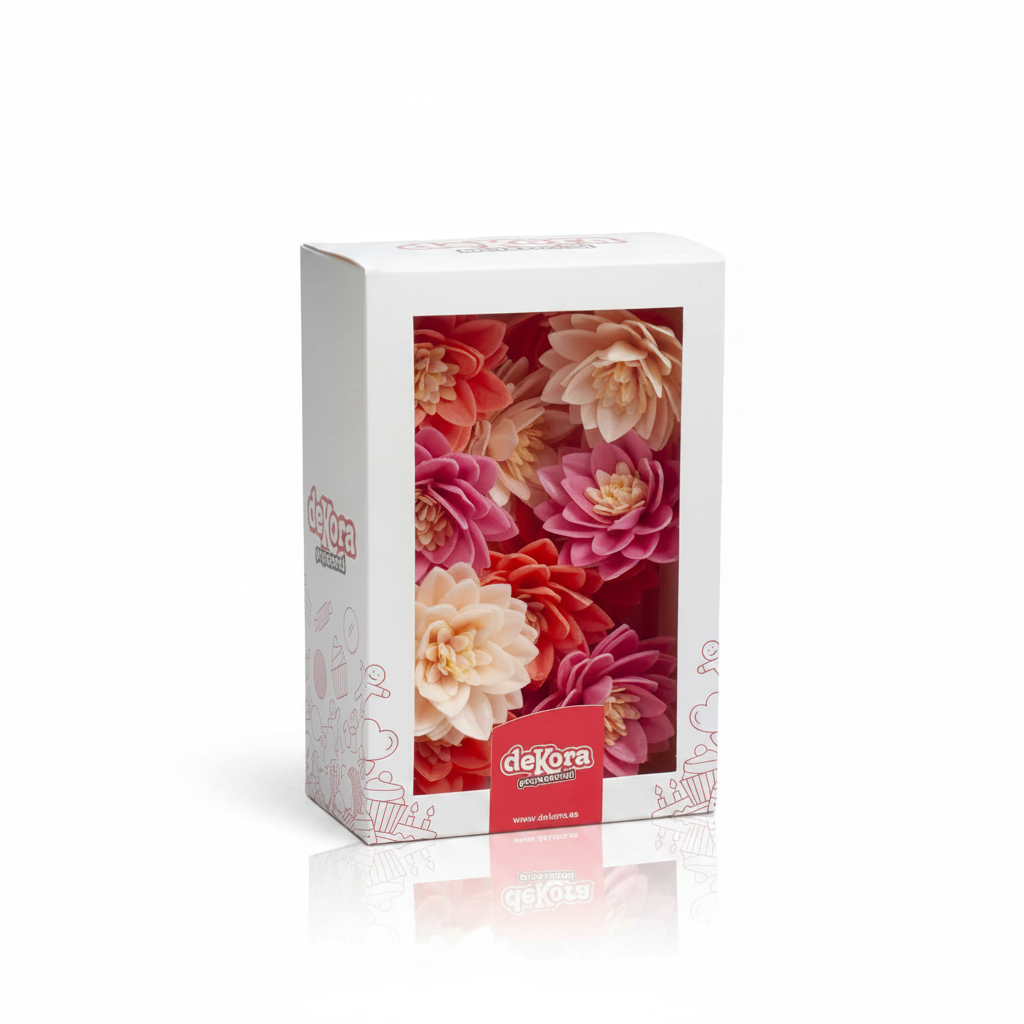 Fiore di loto decorativo in cialda 3 colori 15pz| DEKORA Dekora