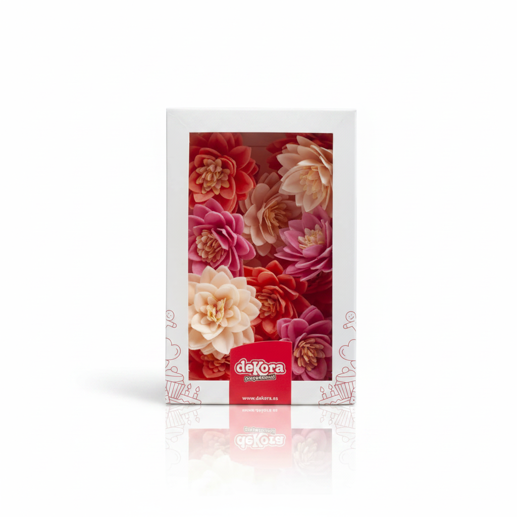 Fiore di loto decorativo in cialda 3 colori 15pz| DEKORA Dekora