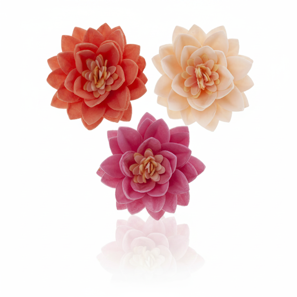 Fiore di loto decorativo in cialda 3 colori 15pz| DEKORA Dekora