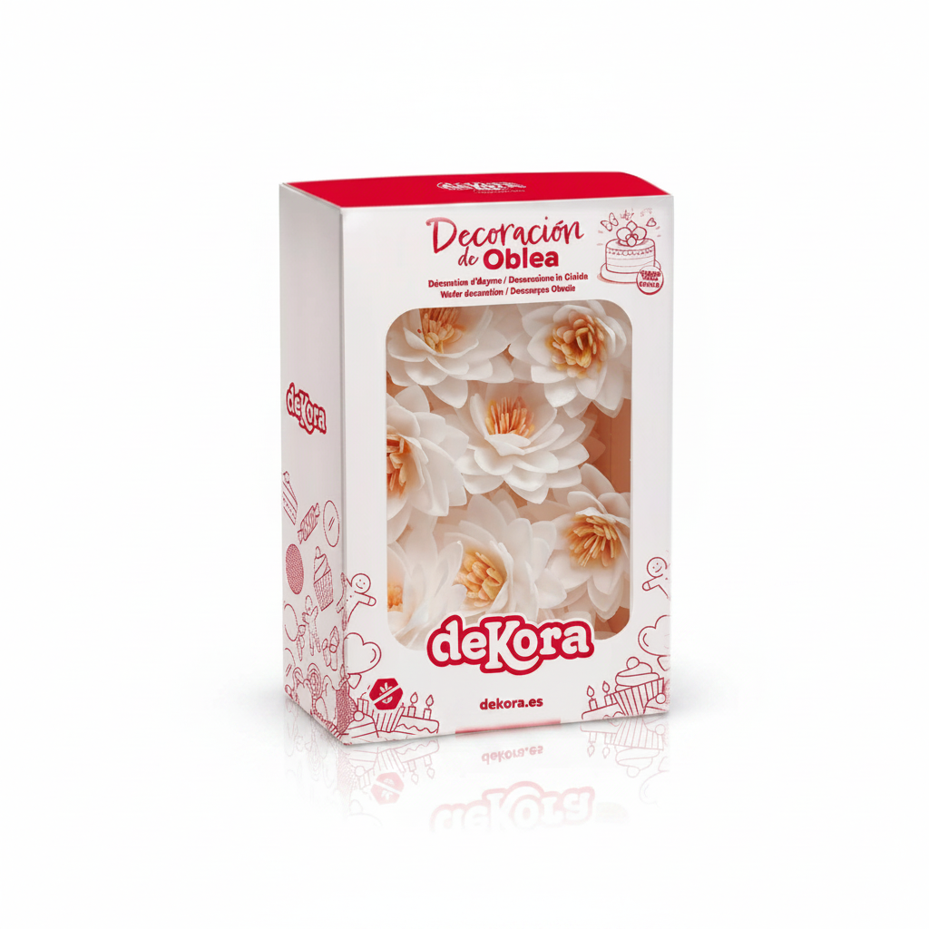 Fiore di loto decorativo in cialda bianco 15pz| DEKORA Dekora
