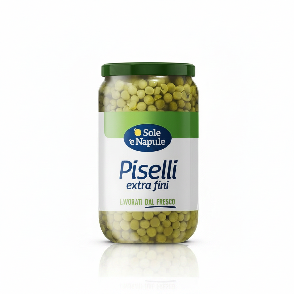 Piselli extrafini vetro 660gr | 'O SOLE 'E NAPULE 'O Sole 'e Napule