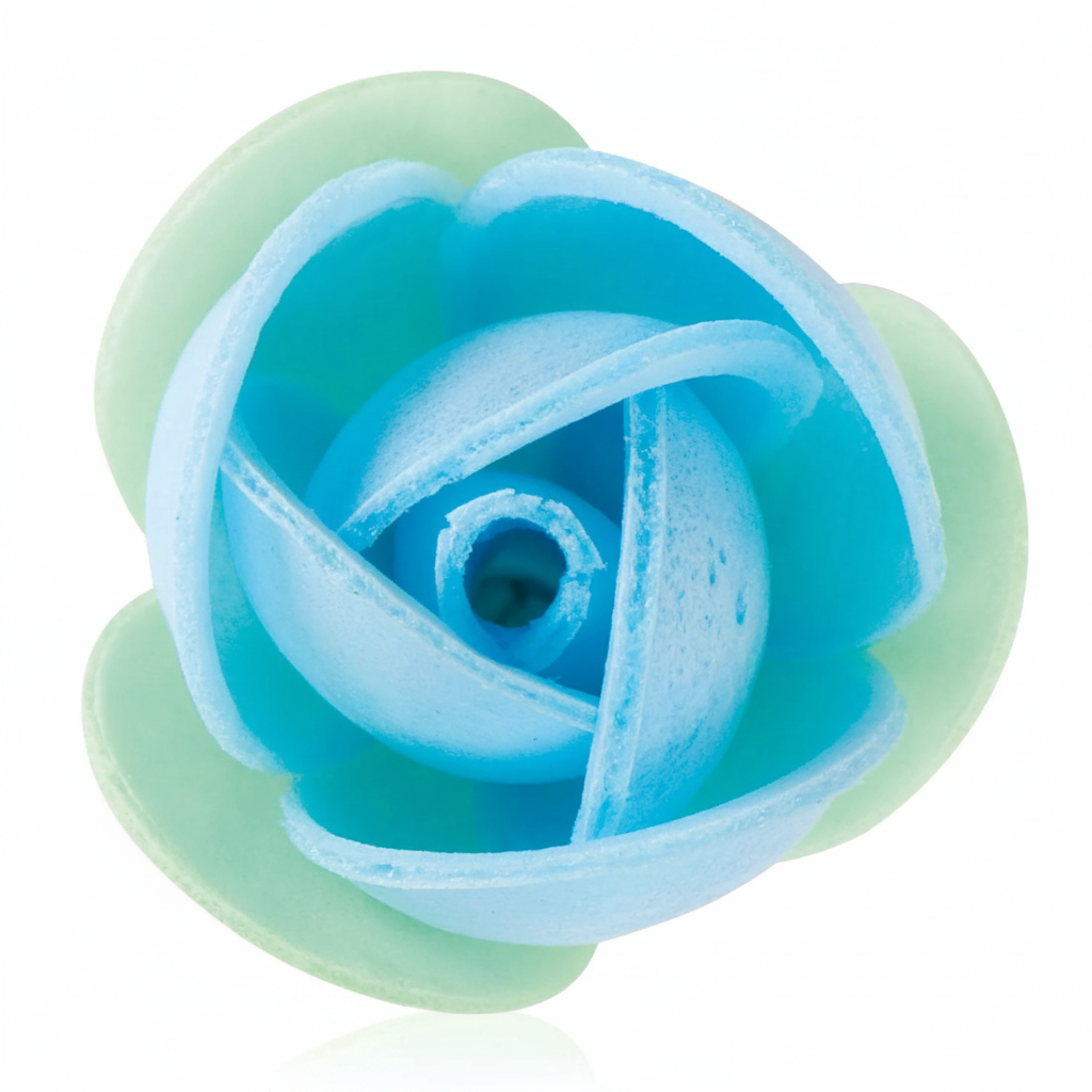 Fiore in cialda mini rosa blu con foglia verde 140pz | DEKORA Dekora