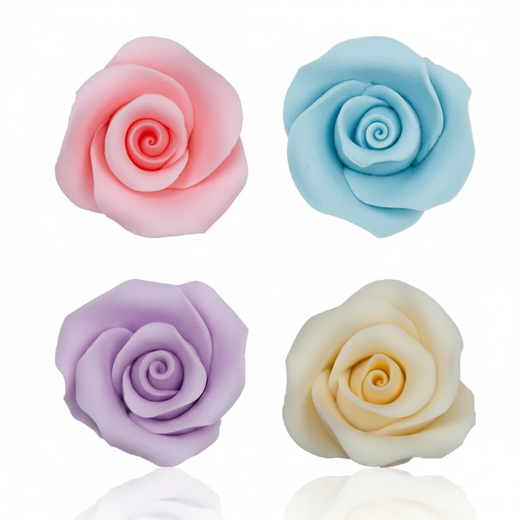Fiori rose di zucchero colori pastello 12pz| DEKORA Dekora