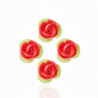 Fiori in cialda mini rose rosse con foglia verde 3,5 cm 140pz | DEKORA Dekora