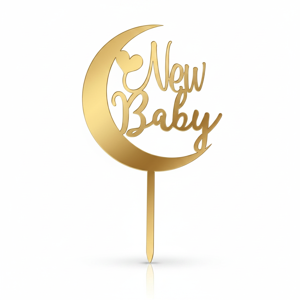 Cake Topper luna dorata New Baby 6pz| DEKORA Dekora